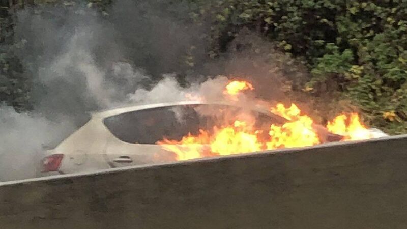 Emergency services deal with car fire on N40 Togher exit