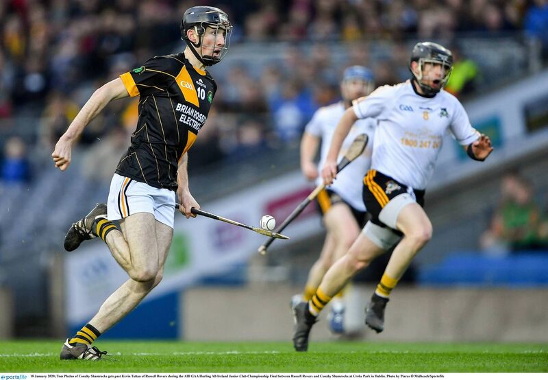 Tom Phelan of Conahy Shamrocks gets past Kevin Tattan of Russell Rovers at Croke Park. Picture: Piaras Ó Mídheach/Sportsfile Tom Phelan of Conahy Shamrocks gets past Kevin Tattan of Russell Rovers at Croke Park. Picture: Piaras Ó Mídheach/Sportsfile