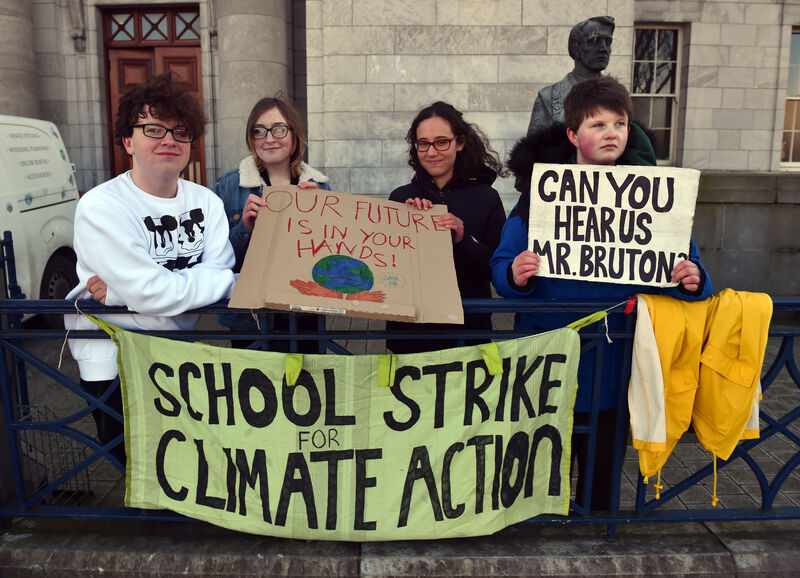 Pictured at City Hall, Cork were a group from Fridays For Future Cork, in February 2019, from left, Darragh Cotter, (16) Caoimhe Cotter, (14); Mira Hencki, (14) and Saoi O'Connor (16) Picture: Eddie O'Hare