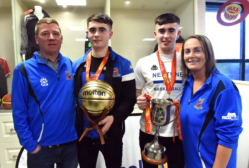 Neptune's James and Scott Hannigan with their parents Jimmy and Sharon. Picture: Eddie O'Hare