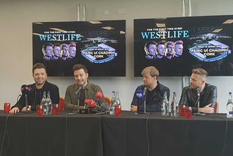Westlife in Páirc Uí Chaoimh this morning announcing their August 28 concert Westlife in Páirc Uí Chaoimh this morning announcing their August 28 concert