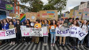 Students during the Cork Climate Strike rally on Grand Parade. Pictures: David Keane.
