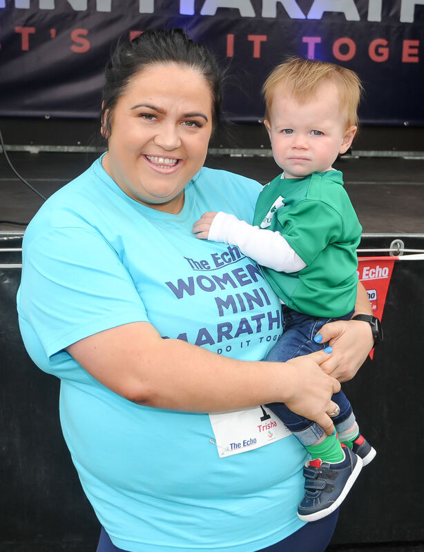 Brand ambassador Trisha Lewis with her godson Danny O'Grady, at the start of the Echo Women's Mini Marathon. Brand ambassador Trisha Lewis with her godson Danny O'Grady, at the start of the Echo Women's Mini Marathon.