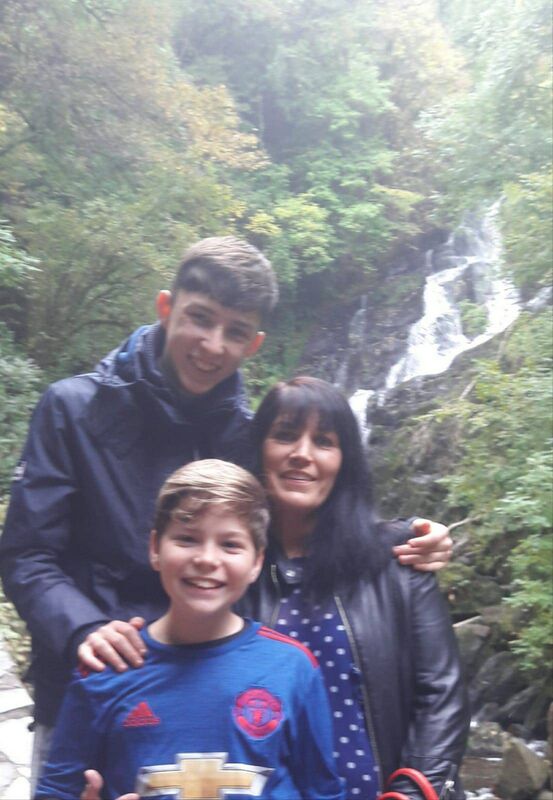 Gavin Lowen with his mum Ger and brother Ben at Torc Waterfall, Killarney. Gavin Lowen with his mum Ger and brother Ben at Torc Waterfall, Killarney.