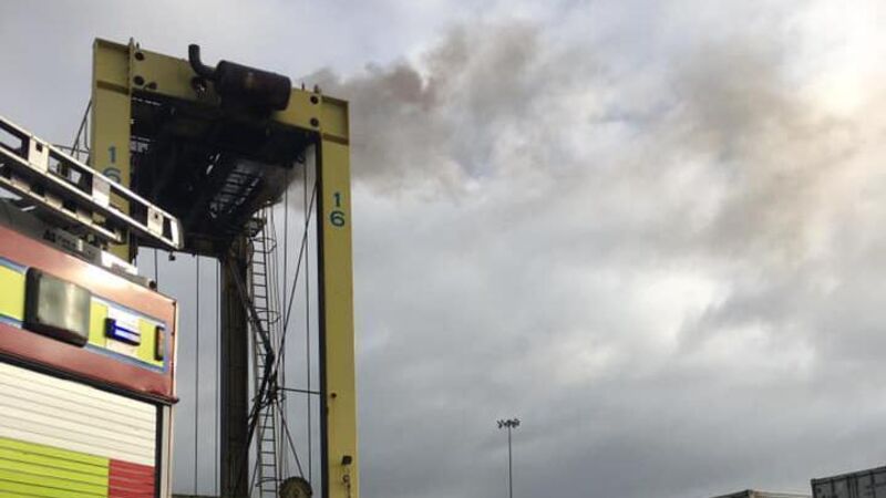 Crane fire at the Docklands this morning Crane fire at the Docklands this morning