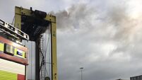 Crane fire at the Docklands this morning