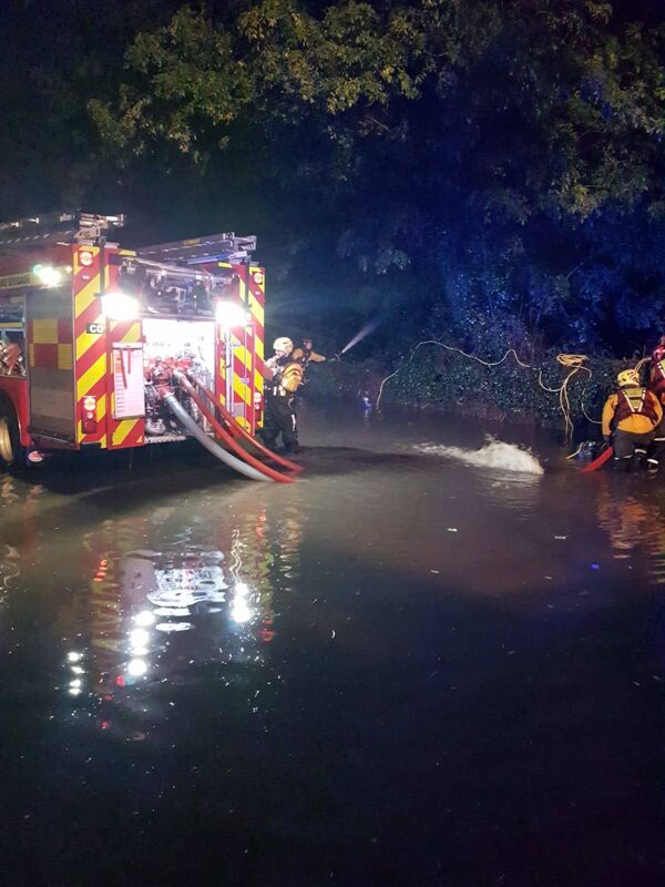 Cork City Fire Brigade working to relieve flooding across the city last night. Pic: Cork City Fire Brigade.