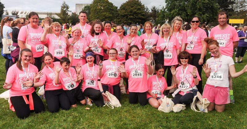 A happy group in the pink, after completing the Echo Women's Mini Marathon in aid of Breast Cancer Ireland. Picture: David Keane. A happy group in the pink, after completing the Echo Women's Mini Marathon in aid of Breast Cancer Ireland. Picture: David Keane.