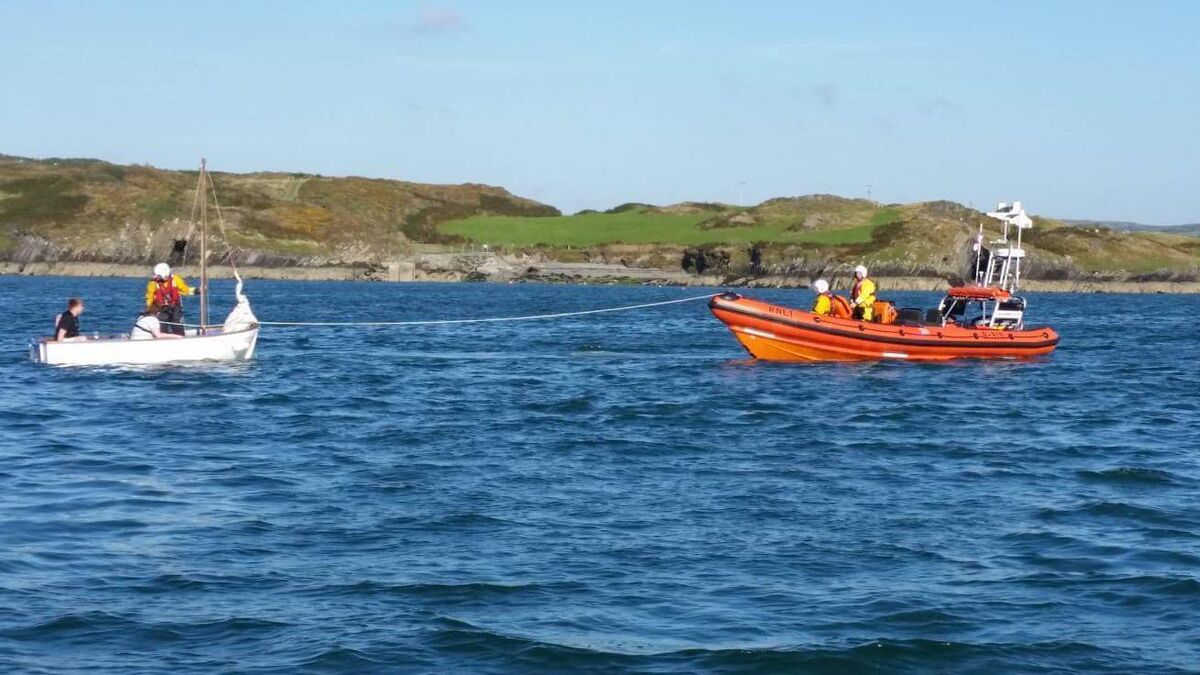 Two sailors and a dinghy rescued by Baltimore RNLI off Spanish Island  
