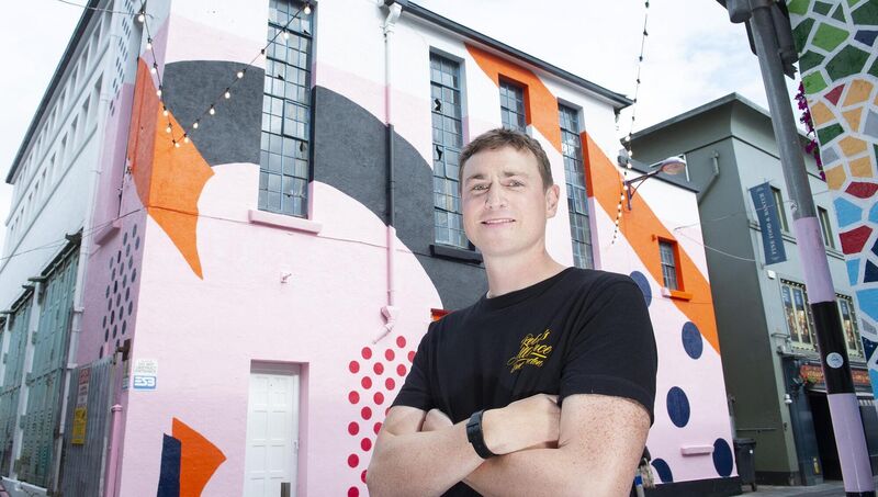 Shane O'Driscoll visual artist, pictured at the Brown Thomas celebration to toast the rejuvenation of Caroline Street and the Shane O Driscoll mural on the former ESB power station. Photography by Gerard McCarthy. Shane O'Driscoll visual artist, pictured at the Brown Thomas celebration to toast the rejuvenation of Caroline Street and the Shane O Driscoll mural on the former ESB power station. Photography by Gerard McCarthy.