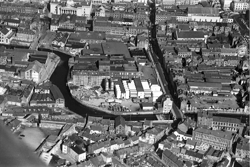 An aerial view of the brewery and South Main Street in 1972.