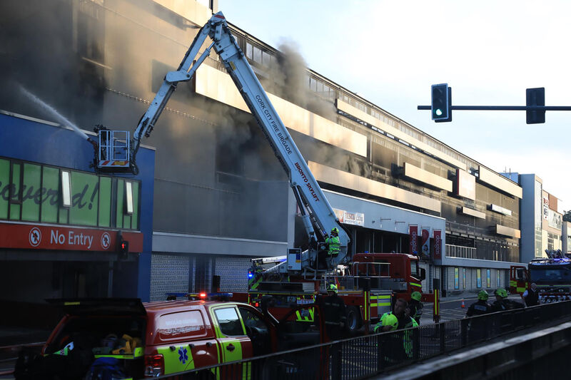 Emergency Services attend the Fire at Douglas Village Shopping Centre. Picture: Chloe Loane.