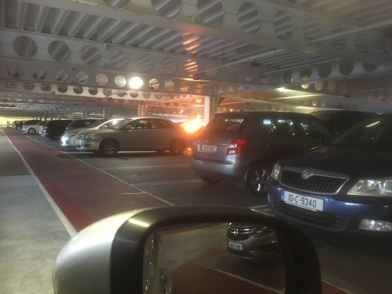 Picture taken by a shopper of the car on fire at the Douglas Shopping Centre. Picture taken by a shopper of the car on fire at the Douglas Shopping Centre.