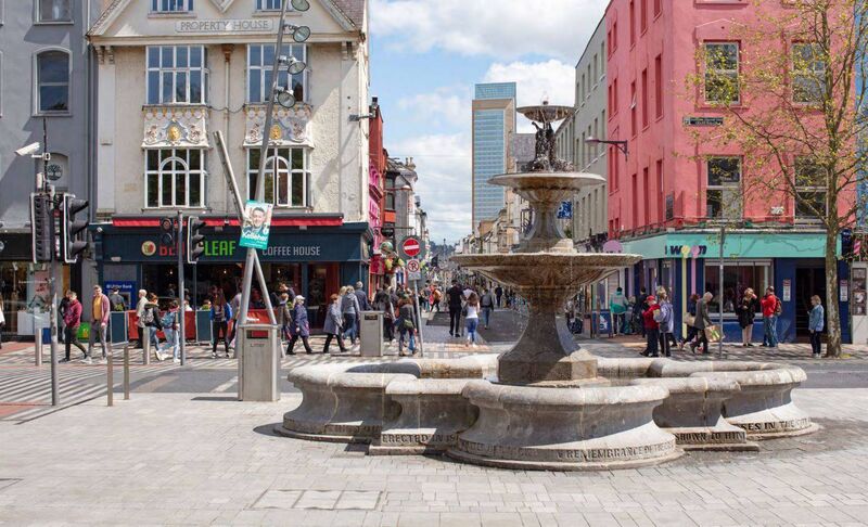 As the tallest building in Ireland, the proposed tower would be visible from many parts of the city, including this sightline from the Grand Parade along Oliver Plunkett St, with the Berwick Fountain in the foreground. As the tallest building in Ireland, the proposed tower would be visible from many parts of the city, including this sightline from the Grand Parade along Oliver Plunkett St, with the Berwick Fountain in the foreground.
