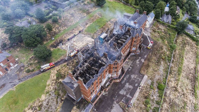 Aerial shot of the damage caused by a fire at St. Kevin's.