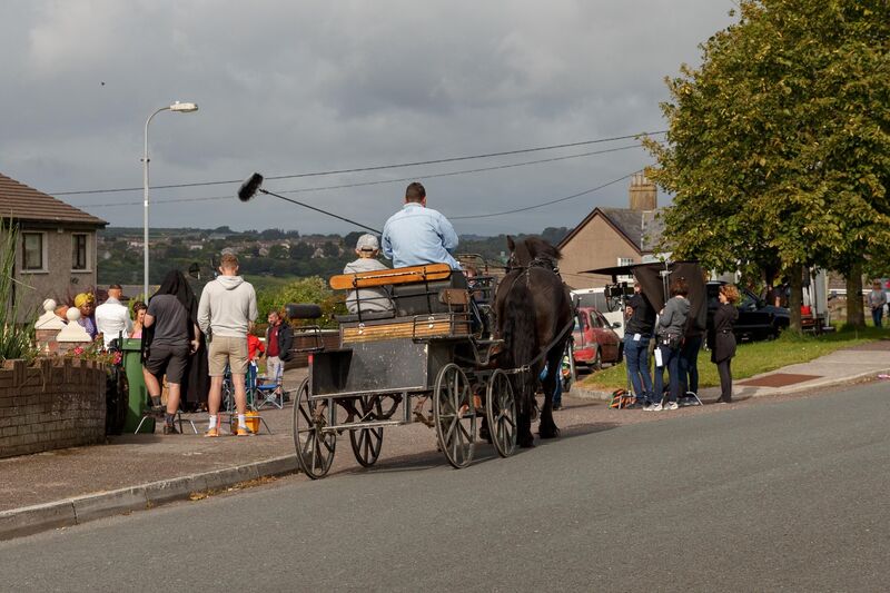 The Young Offenders Filming in Cork City.The cast and crew of the Young Offenders were out again today, The crew began filming in Hawthorn Mews, Dublin Hill early this morning with a horse and cart as well as a stretch hummer limosine parked close by. Pic: Damian Coleman The Young Offenders Filming in Cork City.The cast and crew of the Young Offenders were out again today, The crew began filming in Hawthorn Mews, Dublin Hill early this morning with a horse and cart as well as a stretch hummer limosine parked close by. Pic: Damian Coleman