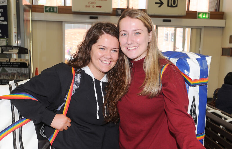 Roisin and Julianne Hayes from Ringaskiddy, at the bus station on Parnell Place. Roisin and Julianne Hayes from Ringaskiddy, at the bus station on Parnell Place.