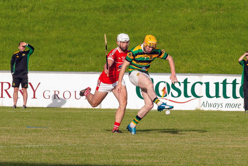 Charleville's Darren Casey closes in as Glen Rovers' David Noonan kicks the sliotar. Picture: John Delea. Charleville's Darren Casey closes in as Glen Rovers' David Noonan kicks the sliotar. Picture: John Delea.