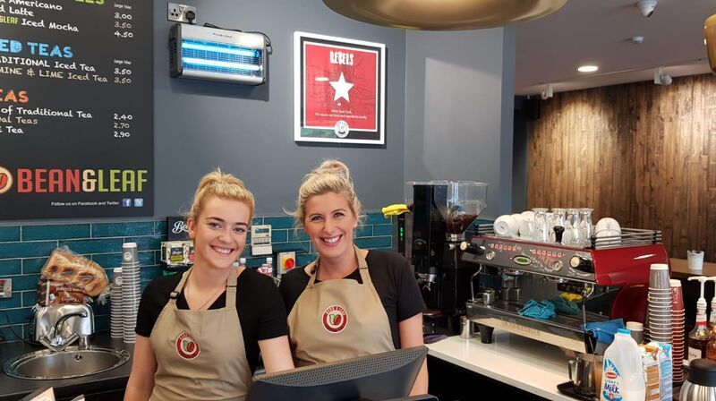Chloe Corkery (barista) and Iwona Smusz (Cafe Manager) at Bean and Leaf Passage West