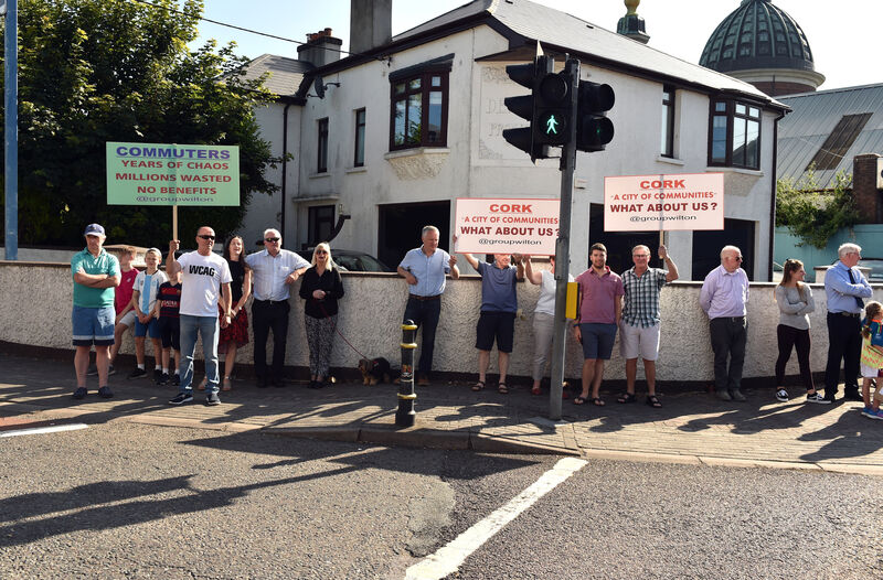 Protestors at Dennehy's Cross and along Wilton road last week.Picture: Eddie O'Hare