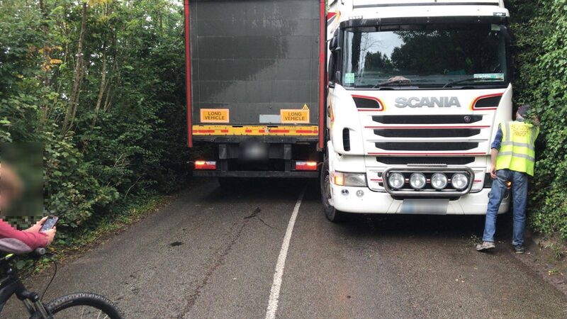 Two trucks wedged between Castlelyons and Dungourney, East Cork. Two trucks wedged between Castlelyons and Dungourney, East Cork.
