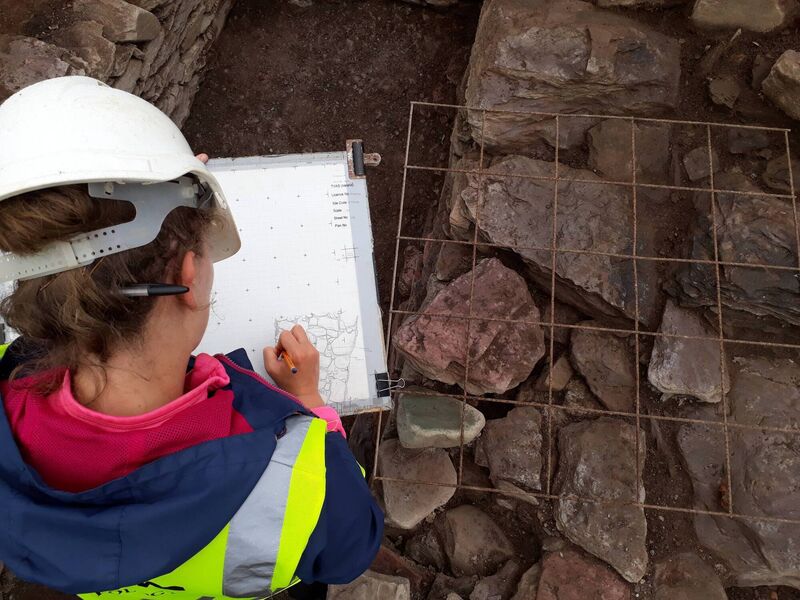 An archaeologist mapping the mill complex recently excavated at Kilaclug, West of Macroom, as part of the N22 Baile Bhuirne to Macroom road development. An archaeologist mapping the mill complex recently excavated at Kilaclug, West of Macroom, as part of the N22 Baile Bhuirne to Macroom road development.