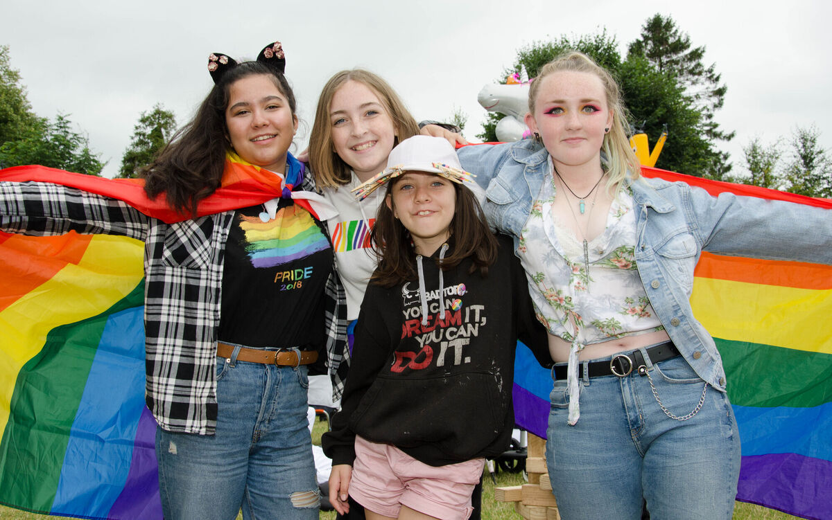 Enjoying themselves at the Pride Week Family Fun Day at Fitzgerald's Park were Grainne and Cara Roseno, Youghal with Caoimhe Cotter and Bailey Sheehan from Knocknaheeny. Picture: Howard Crowdy