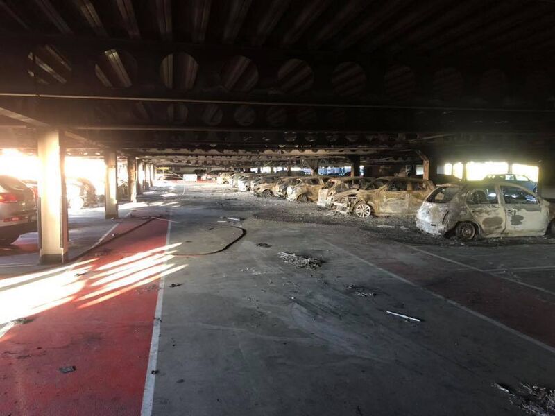 The inside of the Douglas multi-storey showing a large number of burned-out cars. Pic: Cork City Fire Service The inside of the Douglas multi-storey showing a large number of burned-out cars. Pic: Cork City Fire Service
