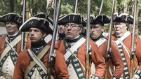 British regulars stand ready to march to battle