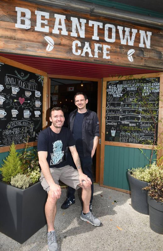 Bean Town Cafe proprietors are (seated) Richard Otto and Jimi Riordan. Pic; Larry Cummins Bean Town Cafe proprietors are (seated) Richard Otto and Jimi Riordan. Pic; Larry Cummins