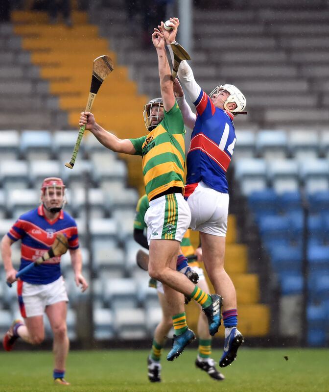 Erin's Own's James O'Flynn wins the ball from Ballymartle's Sean O'Mahony. Picture: Eddie O'Hare Erin's Own's James O'Flynn wins the ball from Ballymartle's Sean O'Mahony. Picture: Eddie O'Hare