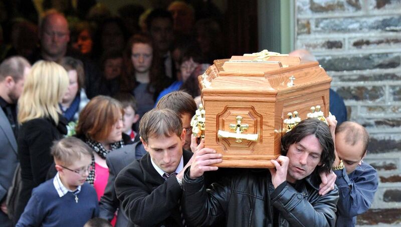The remains of Alicia Brough leave St Peter’s Church, Rockchapel, after her funeral Mass in 2010.	Picture: Dan Linehan