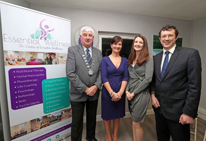 Cllr Derry Canty, Deputising for the Mayor of County Cork, Catherine Hassett, Life Change Strategist, Claire Dunniece, Yoga & Meditation Teacher, both Co Founders Essential Wellness and Aindrias Moynihan TD.Picture: Jim Coughlan.