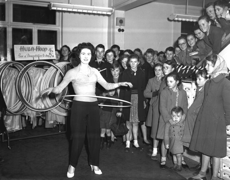 Hula Hoop demonstrations at Dunnes Stores, on Patrick Street in 1958.