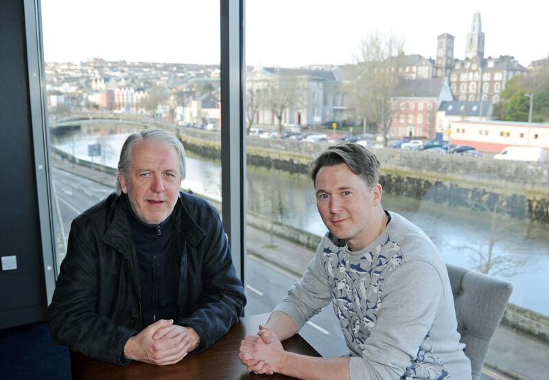 Shane Casey, aka Billy Murphy of the Young Offenders, with Pat Talbot, producer/director of the play, Wet Paint.Picture Denis Minihane