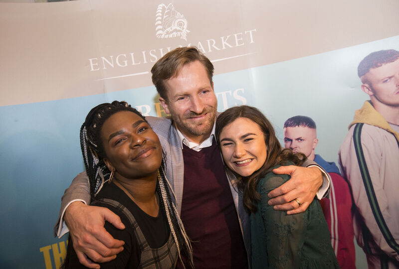 Director Peter Foott with cast members Jennifer Barry and Demi Isaac Oviawe at The Young Offenders official season finale premiere hosted by The English Market.Photo: Cathal Noonan Director Peter Foott with cast members Jennifer Barry and Demi Isaac Oviawe at The Young Offenders official season finale premiere hosted by The English Market.Photo: Cathal Noonan