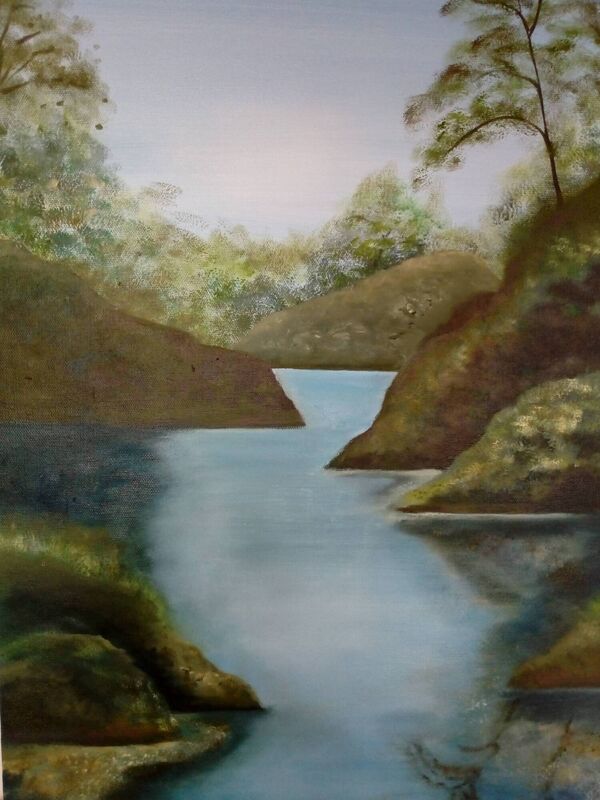 Piece by artist Lorraine Browne called Blue Pool.