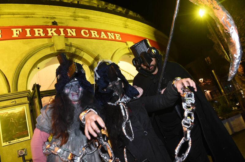 Aine Casey, Bailey Crowley and Hicham Haioun in costume for the parade. Aine Casey, Bailey Crowley and Hicham Haioun in costume for the parade.