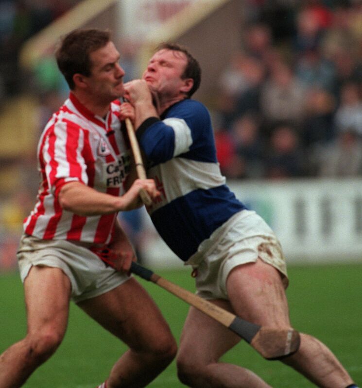 Sars' Teddy McCarthy battles Imokilly midfielder Mick Daly in 1998. Picture: Des Barry