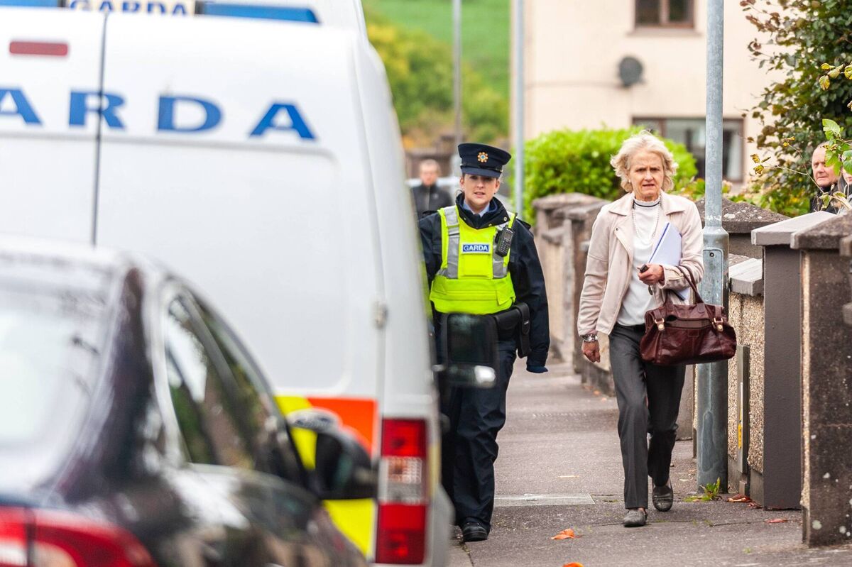 State Pathologist, Dr Margaret Bolster leaves Dan Corkery Place after examining the body of the murder victim Timmy Foley. Photo: Andy Gibson. State Pathologist, Dr Margaret Bolster leaves Dan Corkery Place after examining the body of the murder victim Timmy Foley. Photo: Andy Gibson.