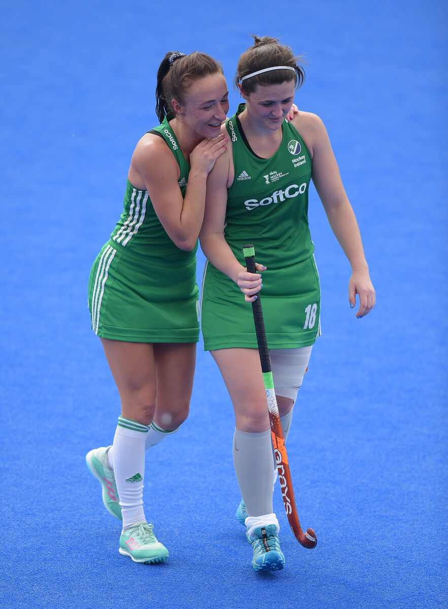 Yvonne O’Byrne and Roisin Upton celebrate at full time. Picture: INPHO/Joe Toth Yvonne O’Byrne and Roisin Upton celebrate at full time. Picture: INPHO/Joe Toth