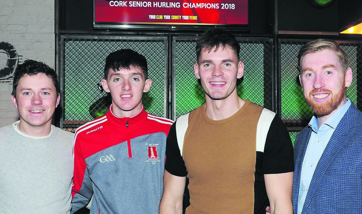 At the Rearden's Man of the Match presentation were Ben Shorten, manager, Imokilly players Ger Millerick and Colm Barry and Michael O'Sullivan, general manager. Picture: Denis Minihane.