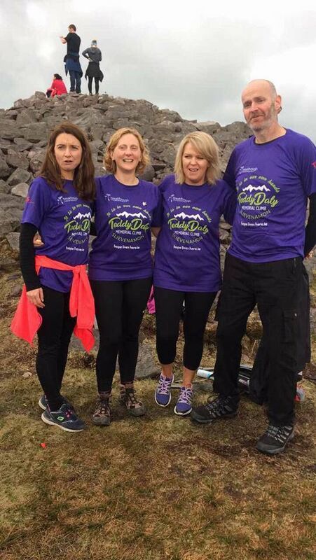 The Teddy Daly Memorial Climb team at the summit of Slievenamon last year. From Left to right, Noreen Daly(Teddy's wife), Maria Cafferkey (our friend), Siobhan Healy (Teddy's Sister), Liam Daly (Teddy's brother).