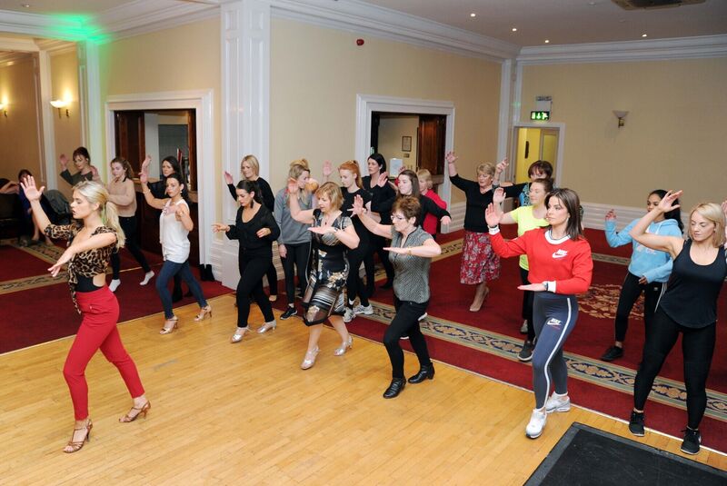 Emily Barker (left) showing some dancing steps during a dance class at the Metropole Hotel. Picture: Denis Minihane. Emily Barker (left) showing some dancing steps during a dance class at the Metropole Hotel. Picture: Denis Minihane.