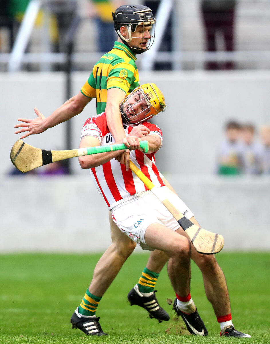 Tadhg Deasy challenges John Cronin of Imokilly. Picture: INPHO/Bryan Keane