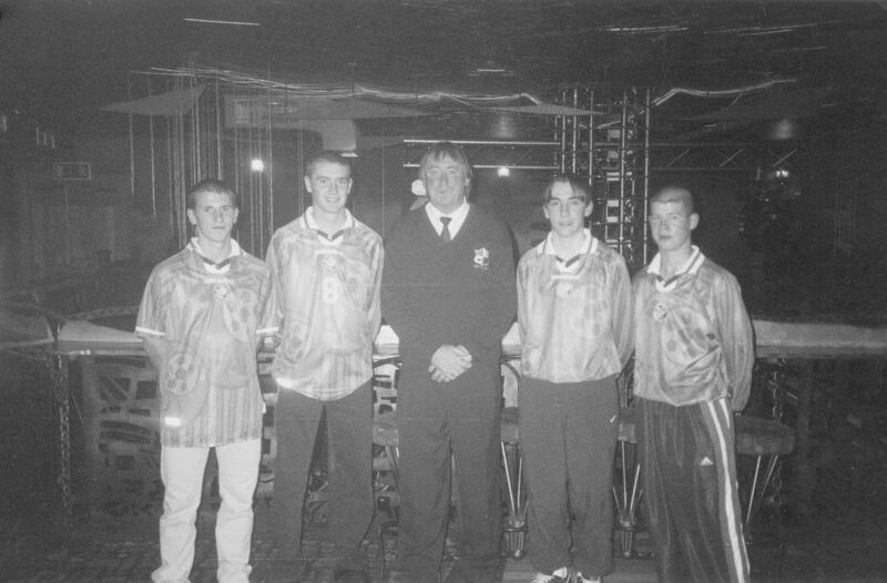 Ballincollig's four Irish internationals Liam Miller, Colin Healy, David O'Sullivan and Paul Fenton, with Mick McNulty in 1999. Ballincollig's four Irish internationals Liam Miller, Colin Healy, David O'Sullivan and Paul Fenton, with Mick McNulty in 1999.