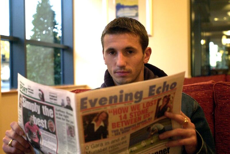 Liam Miller pictured reading the Echo in Glasgow in 2003. Picture: Eddie O'Hare Liam Miller pictured reading the Echo in Glasgow in 2003. Picture: Eddie O'Hare