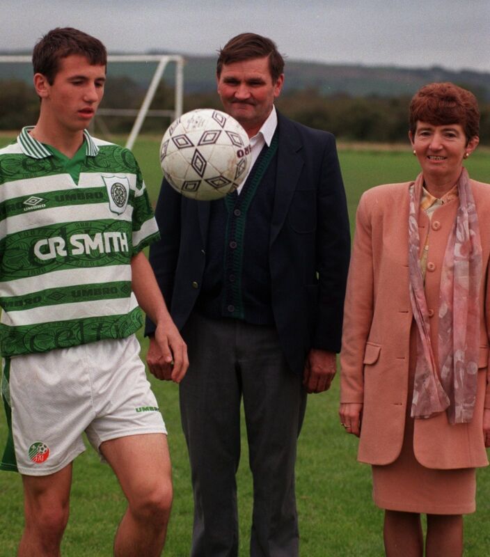 Ballincollig youngster Liam Miller heading for Glasgow Celtic watched by his parents Billy and Bridie Miller Picture : Eddie O'Hare Ballincollig youngster Liam Miller heading for Glasgow Celtic watched by his parents Billy and Bridie Miller Picture : Eddie O'Hare