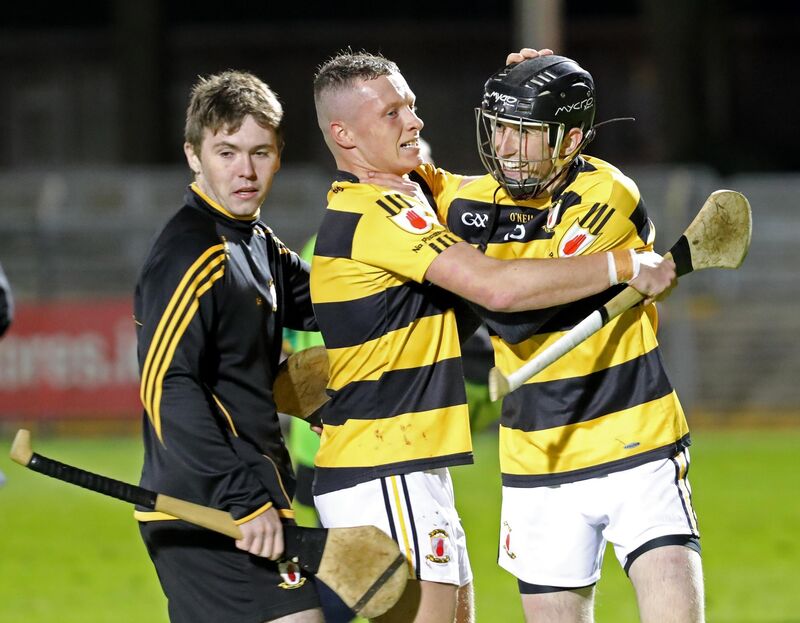 Dayne Lee and Padraig Guest, Na Piarsaig, celebrate their win against, Glen Rovers. Picture: Jim Coughlan.