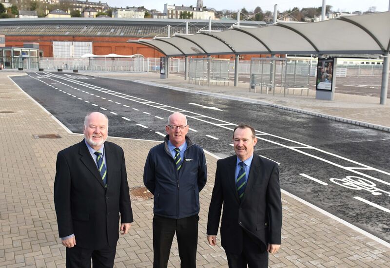 Andrew Roche, Business Development Manager, Christy Maher, District Manager, and Ray Foley, Station manager at the Horgan's Quay entrance.Pic: Larry Cummins